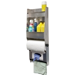 Aluminum Cleanup Dual Shelf - Paper Towel - Glove Dispenser w/ Towel Bar