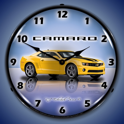 Camaro G5 Rally Yellow LED Backlit Clock