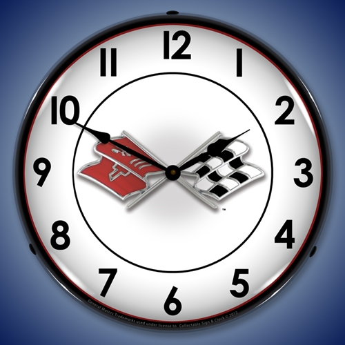 Corvette Flags LED Backlit Clock