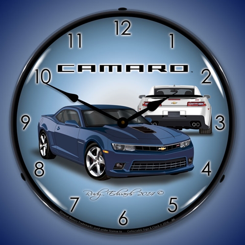 2014 SS Camaro Blue Ray LED Backlit Clock